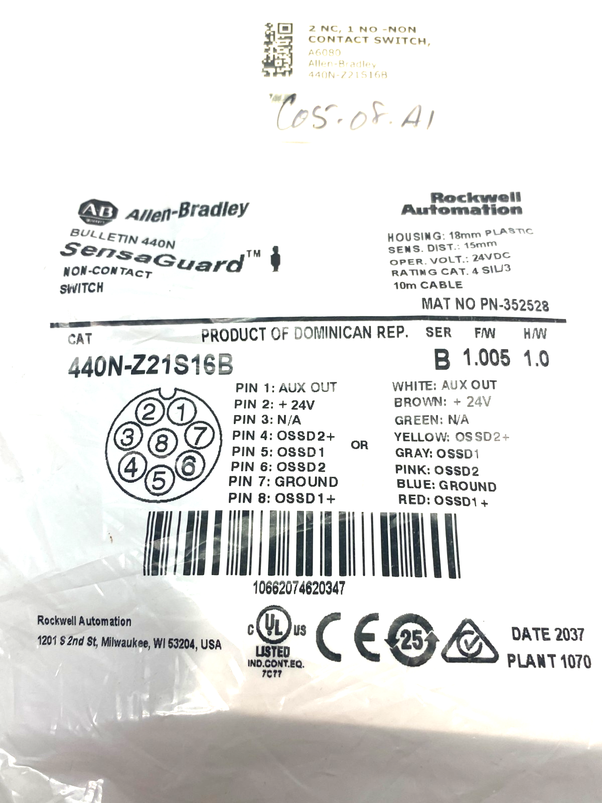 Allen Bradley 440N-Z21S16B Ser. B SensaGuard Non-Contact Safety Switch - Maverick Industrial Sales