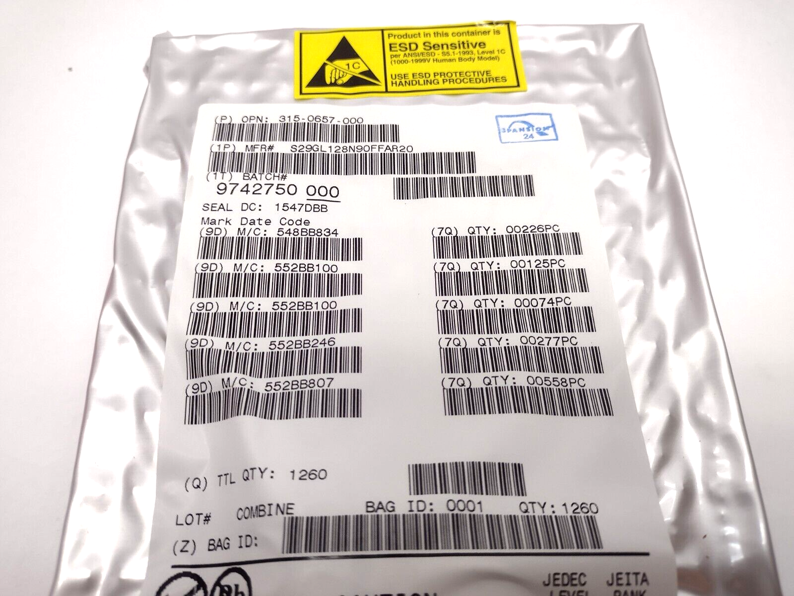 Infineon S29GL128N90FFAR22 128MBIT IC FLASH PARALLEL 64FBGA NOR Memory 1260 PCS - Maverick Industrial Sales