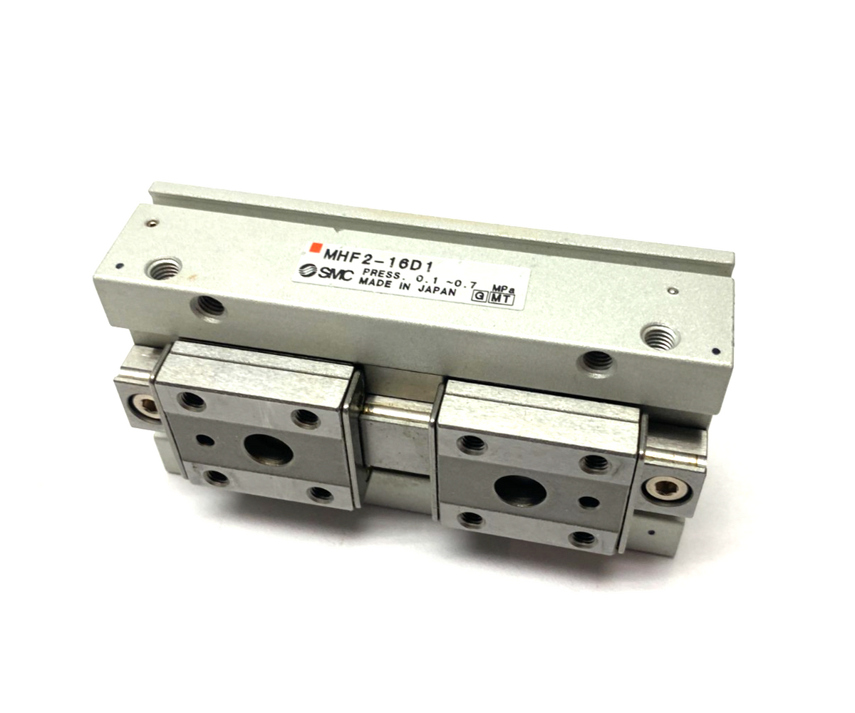 MHF2-16D1 | SMC Low-Profile Pneumatic Gripper, 2-Finger, 16mm Stroke Per Jaw - Used - Maverick Industrial Sales