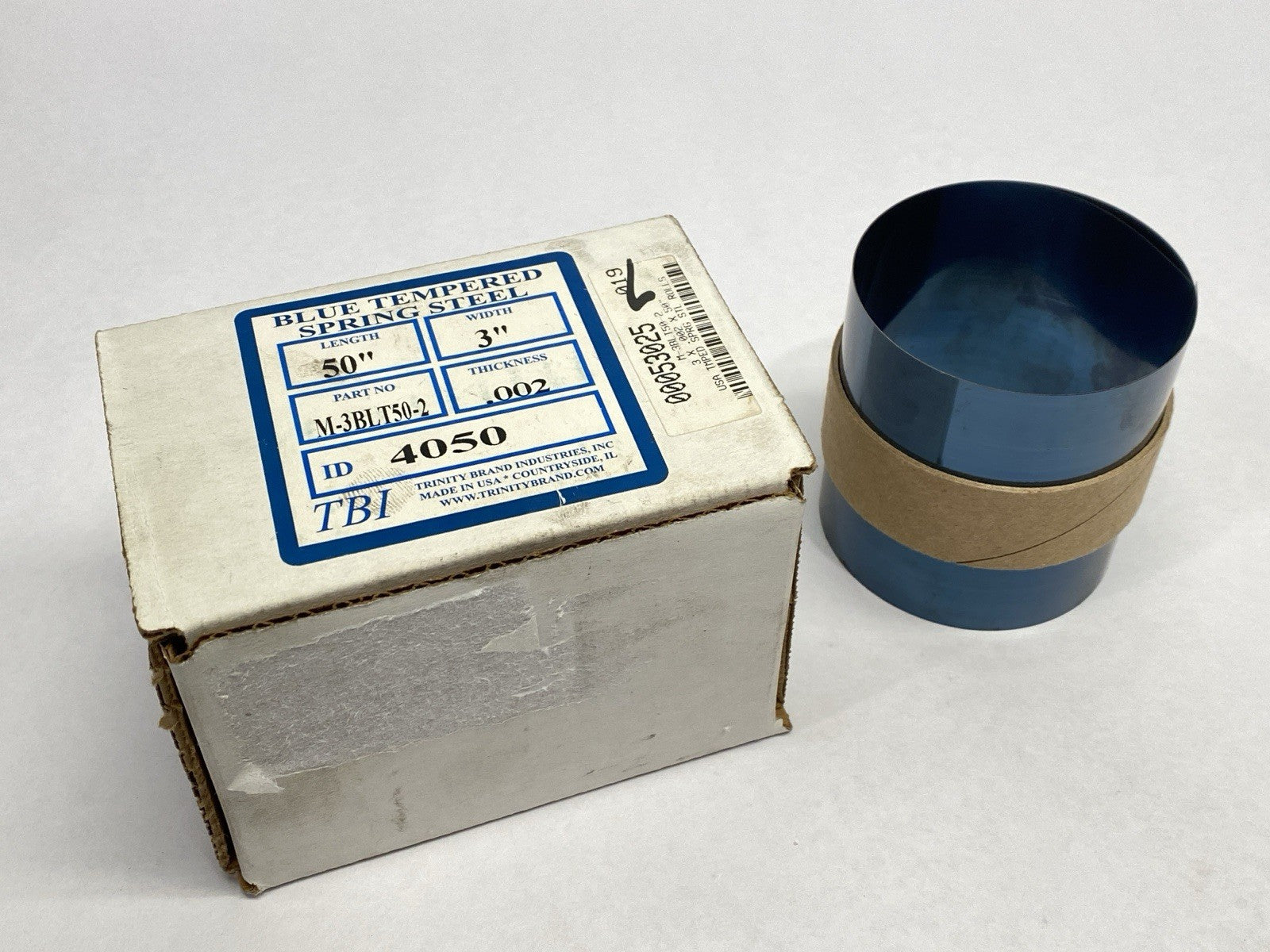 TBI M-3BLT50-2 Blue Tempered Spring Steel 3" Width 0.002" Thick 50" Length - Maverick Industrial Sales