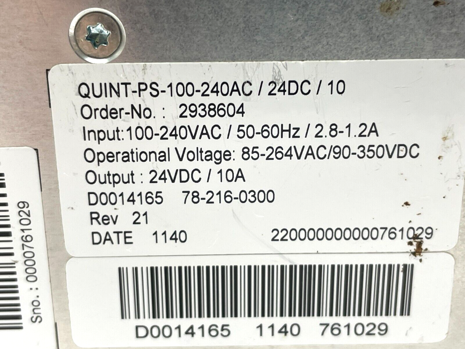 Phoenix Contact QUINT-PS-100-240AC/24DC/10 Power Supply Unit 2938604 - Maverick Industrial Sales