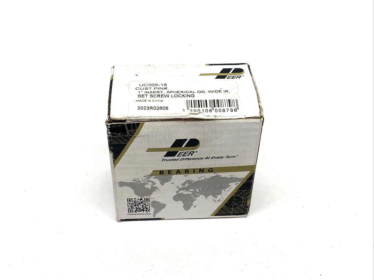 Peer UC205-16 Radial Insert Ball Bearing 1" Bore, Set Screw Locking - Maverick Industrial Sales