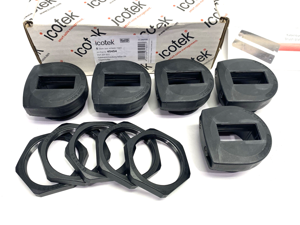 Icotek 45454 Black Round KVT-ER 50 Split Cable Gland for 2-Cables 5-PACK - Maverick Industrial Sales