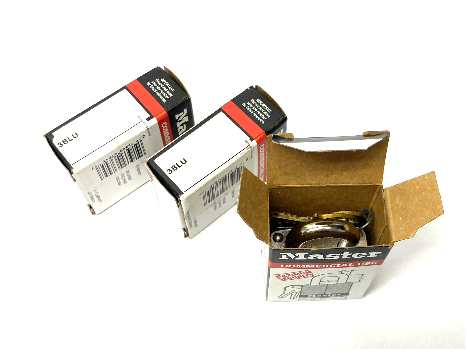 Master Lock 3BLU Blue Laminated Steel Safety Padlock, 1-9/16in (40mm) LOT OF 3 - Maverick Industrial Sales