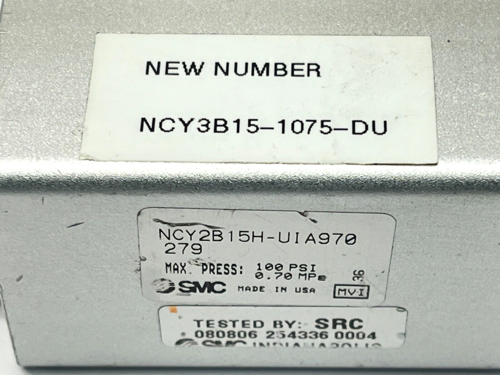 NCY3B15-1075-DU | SMC Rodless Cylinder 5/8" Bore 10" Stroke - Used - Maverick Industrial Sales