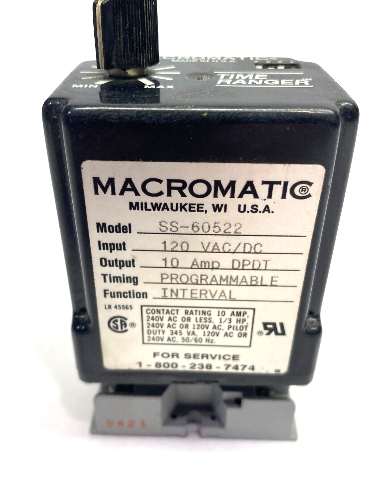 Macromatic SS-60522 Time-Ranger Programmable Interval Timing Relay 120VAC/DC - Maverick Industrial Sales