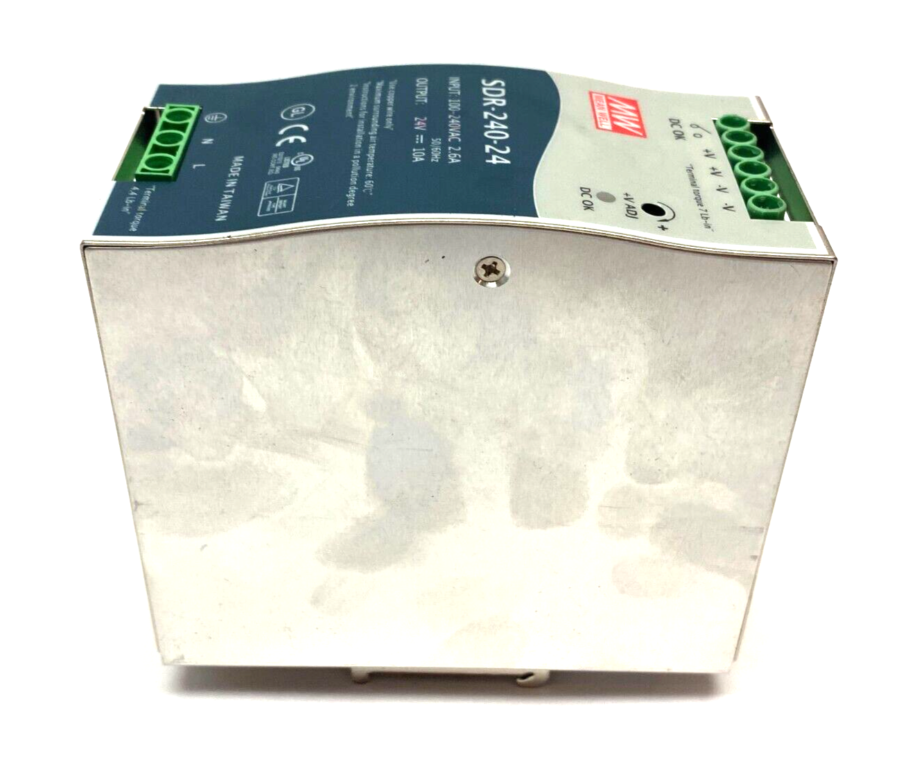 Mean Well SDR-240-24 Industrial DIN Rail Power Supply 100-240VAC 2.6A Input - Used - Maverick Industrial Sales