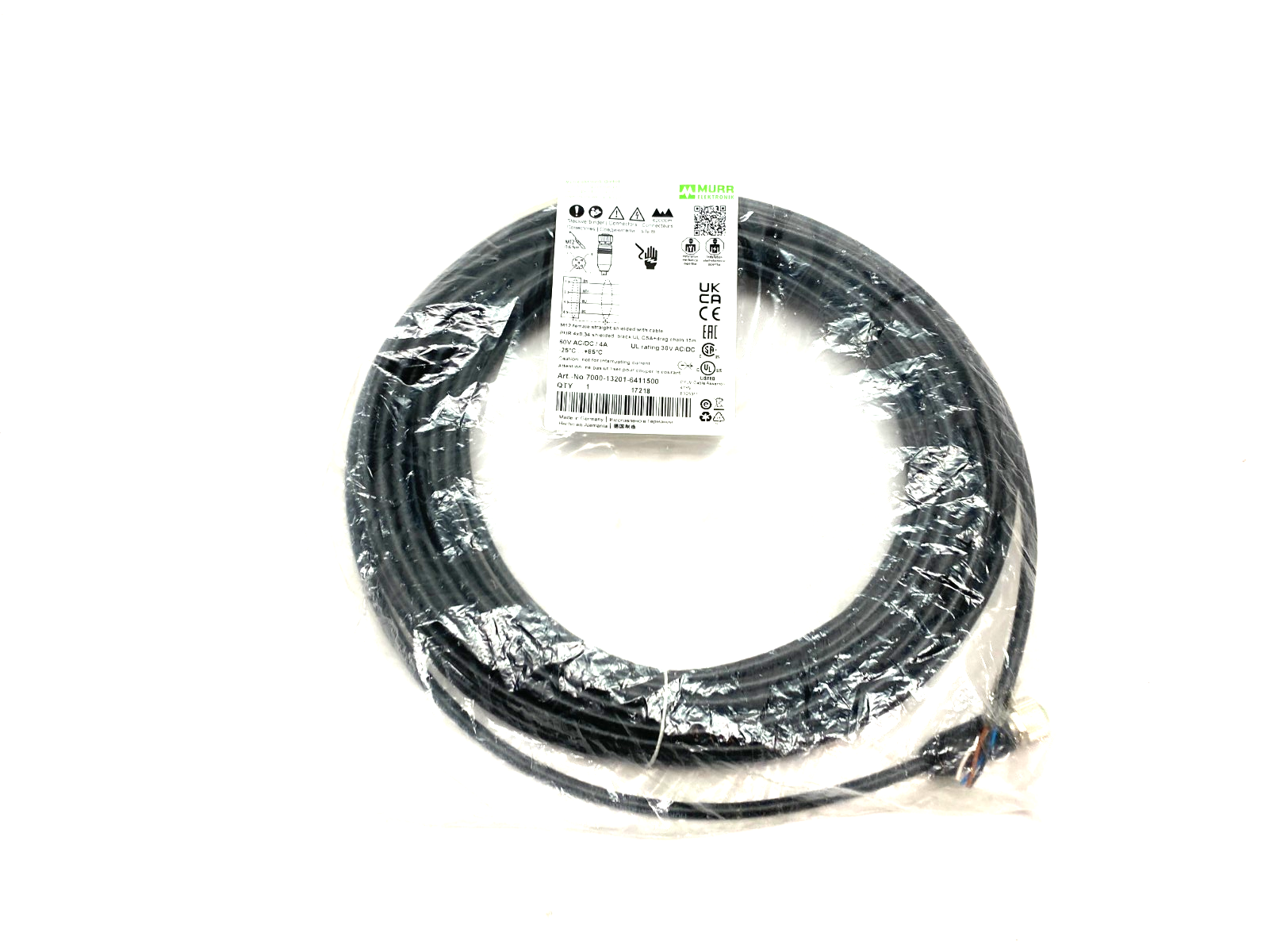 Murrelektronik 7000-13201-6411500 Single Ended M12 Female 0° A-cod. Cordset - Maverick Industrial Sales