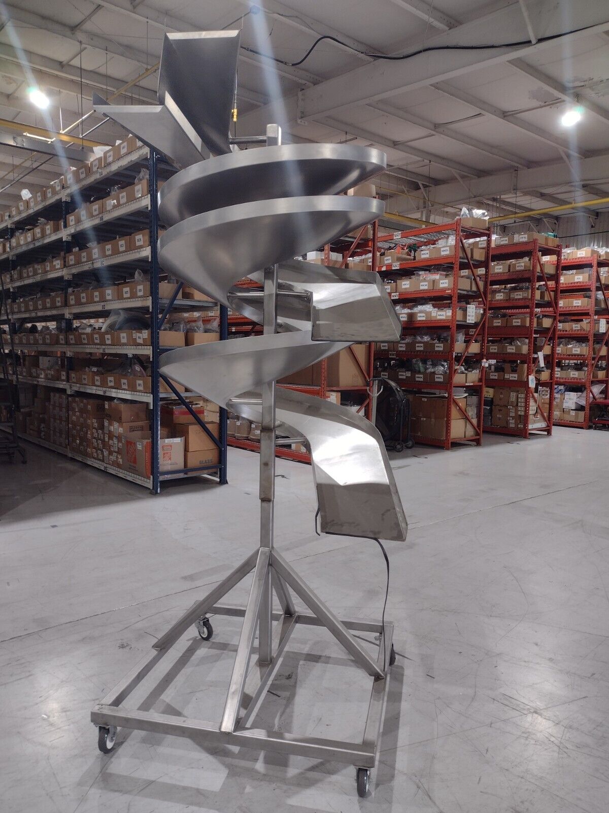 Parts Material Feeding Double Slide Chute Feed Ramps 105" H 11" W,  RH Discharge - Maverick Industrial Sales