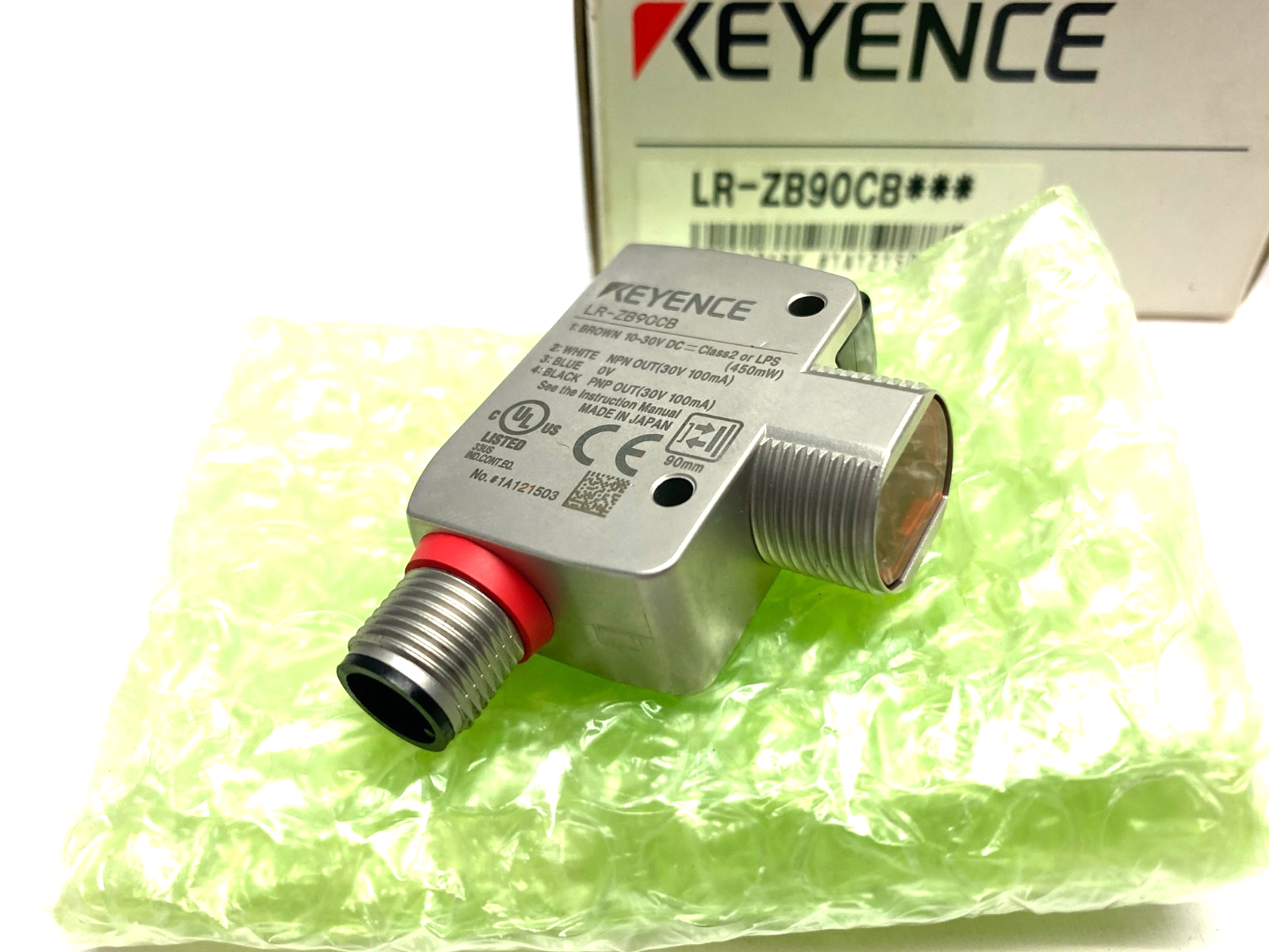 Keyence LR-ZB90CB Self-Contained Distance Based CMOS Laser Sensor 90mm M12 Conn. - Maverick Industrial Sales