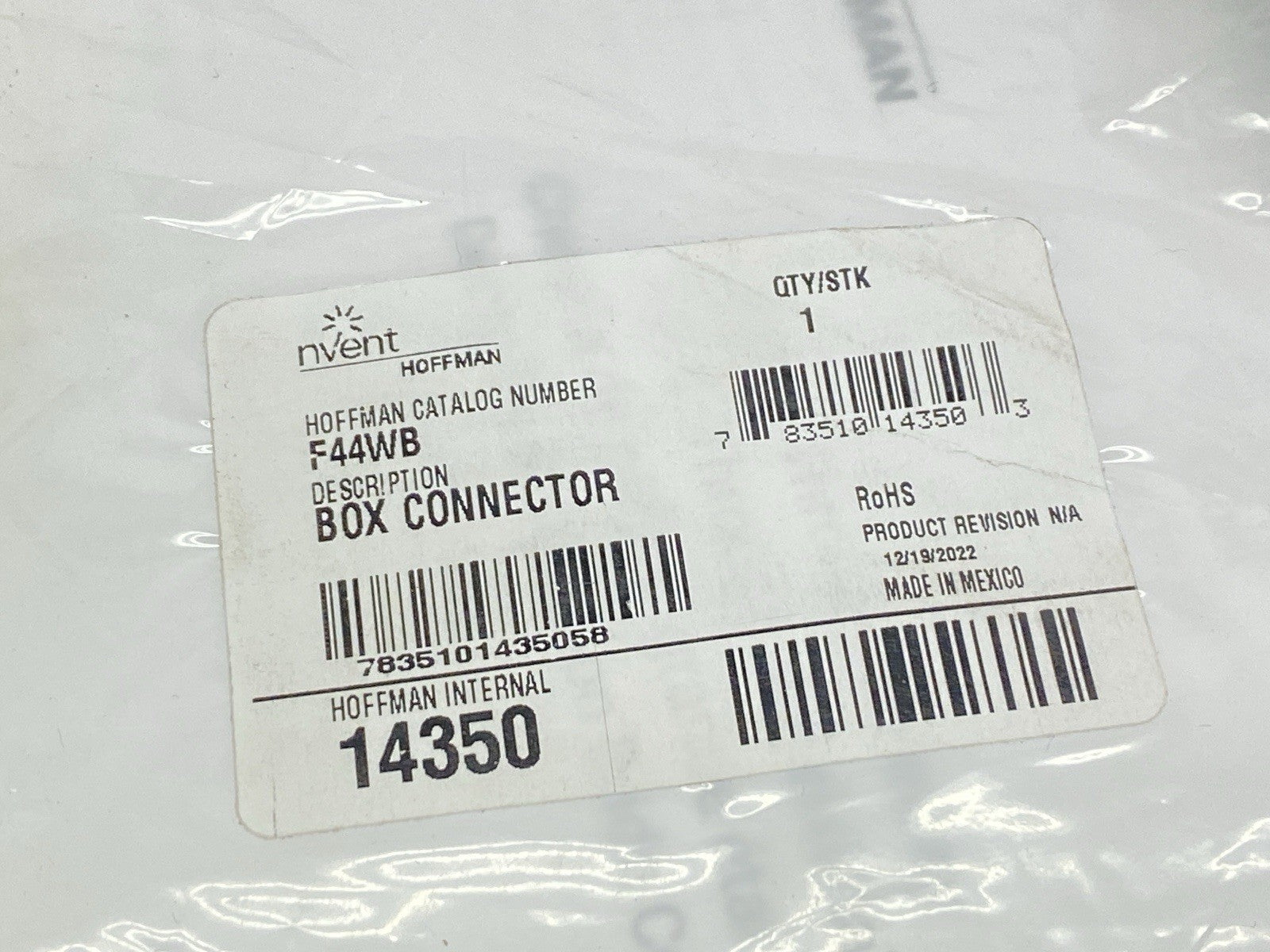 Hoffman F44WB nVent Box Connector Feed-Through 4.00 x 4.00" Gray 14350 - Maverick Industrial Sales