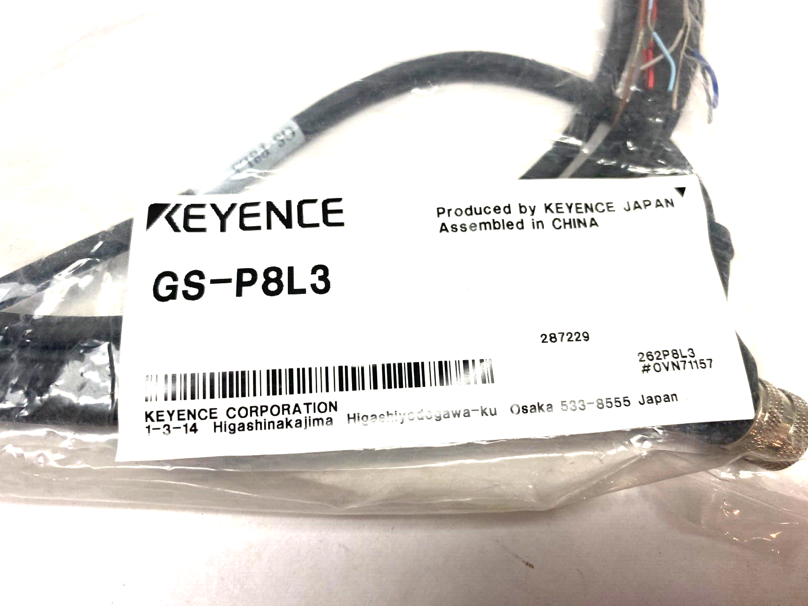 Keyence GS-P8L3 Single Ended Connection Cable M12 L-Shaped Connector - Maverick Industrial Sales