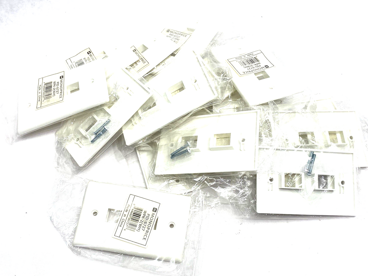 6727 | Monoprice 1-Gang Wall Plate for Keystone, 2-Port WPK-2 LOT OF 20 - Open box - Maverick Industrial Sales
