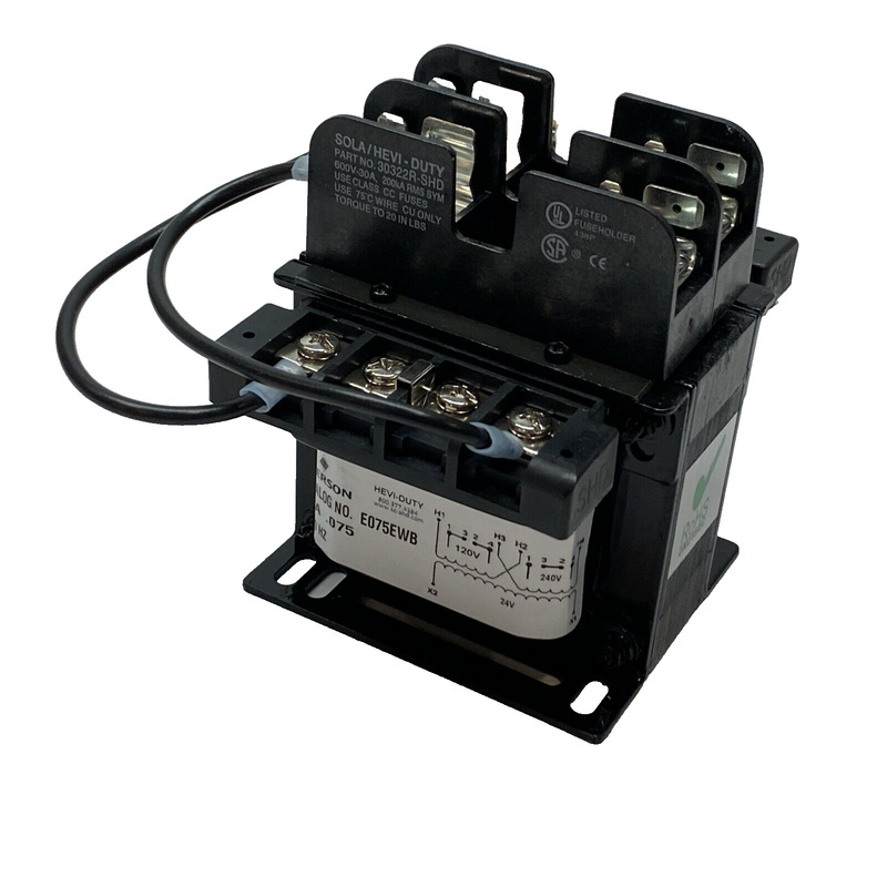 Emerson E075EWB Transformer Pri: 120/240V Sec: 24V, 1PH, .075 KVA - Maverick Industrial Sales