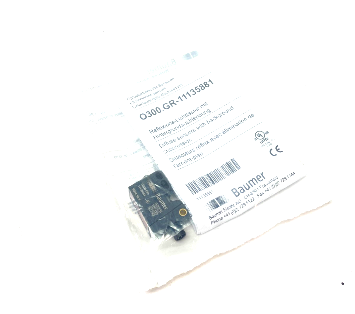 Baumer O300.GR-PV1T.72N Light Barrier/Diffuse Photoelectric Sensor 11135881 - Maverick Industrial Sales