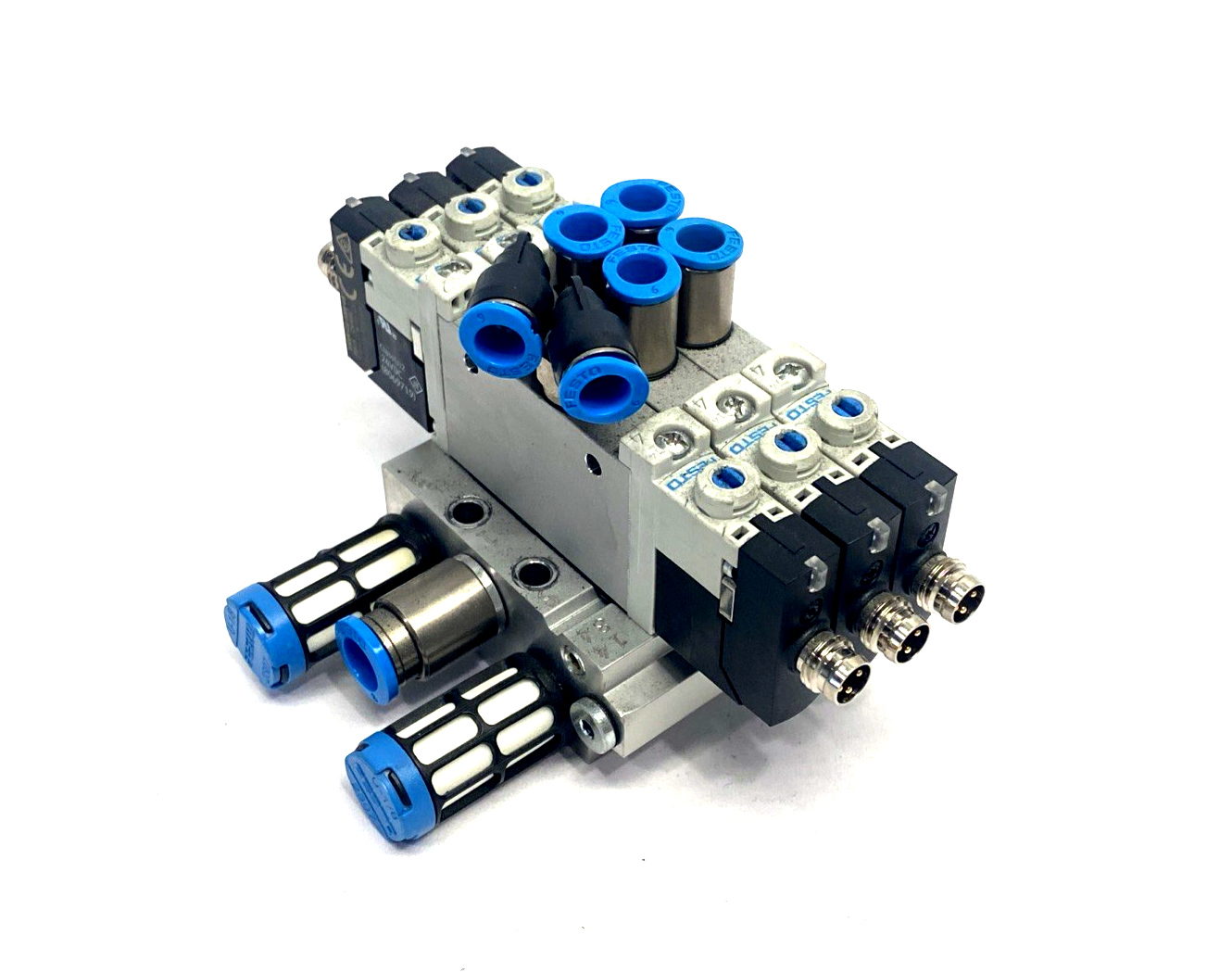 Festo VUVG-L10-P53C-T-M7-1P3 3-Station Solenoid Valve Manifold 566476 - Maverick Industrial Sales