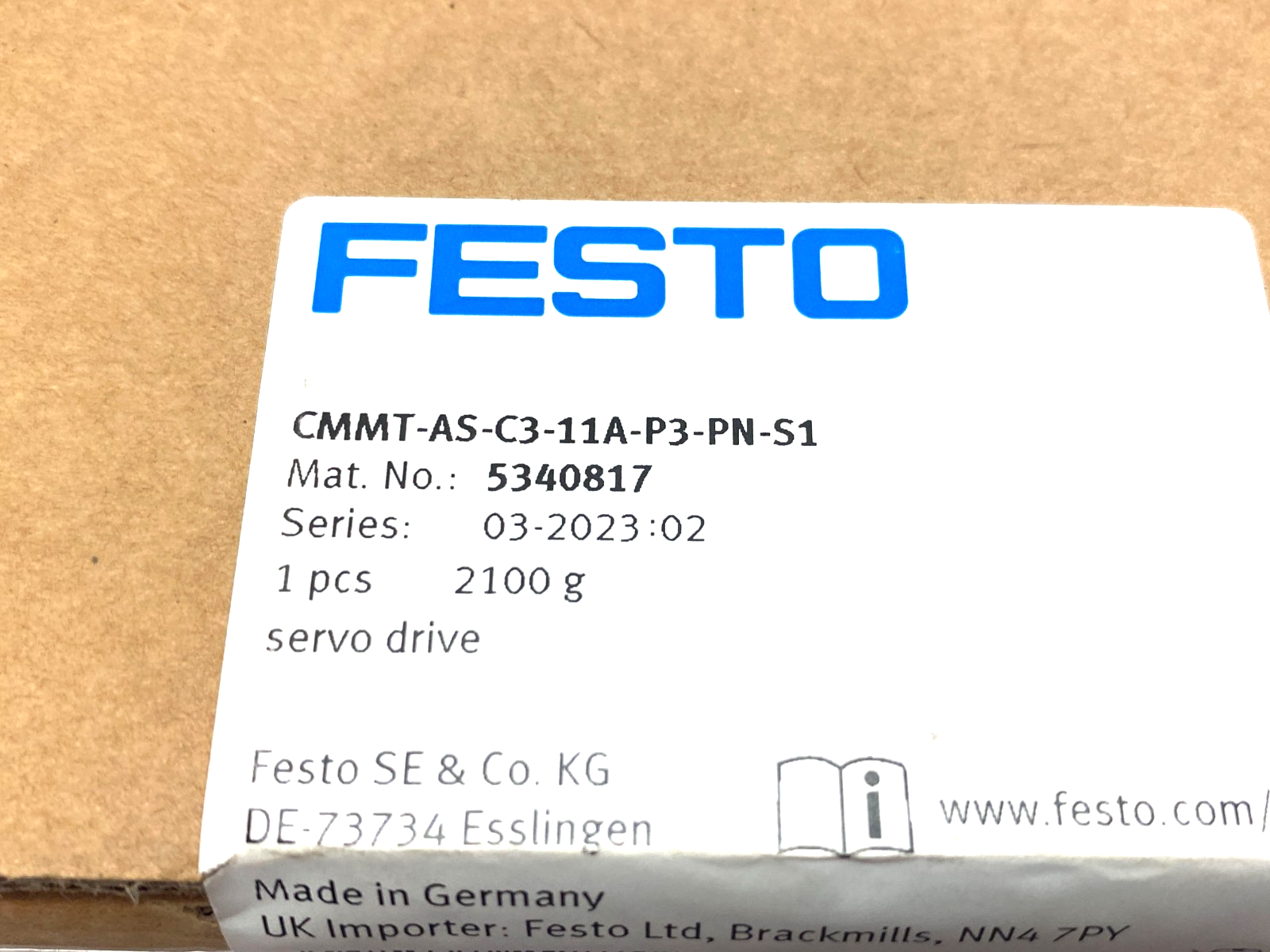 Festo CMMT-AS-C3-11A-P3-PN-S1 Servo Drive, Vertical Mount, 5340817 - Maverick Industrial Sales
