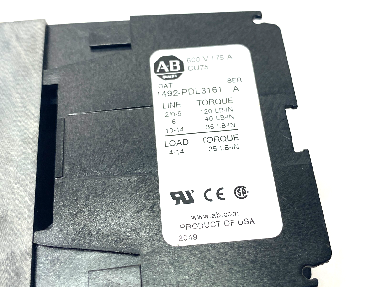 Allen Bradley 1492-PDL3161 Ser. A Power Distribution Block 175A 600V - Maverick Industrial Sales