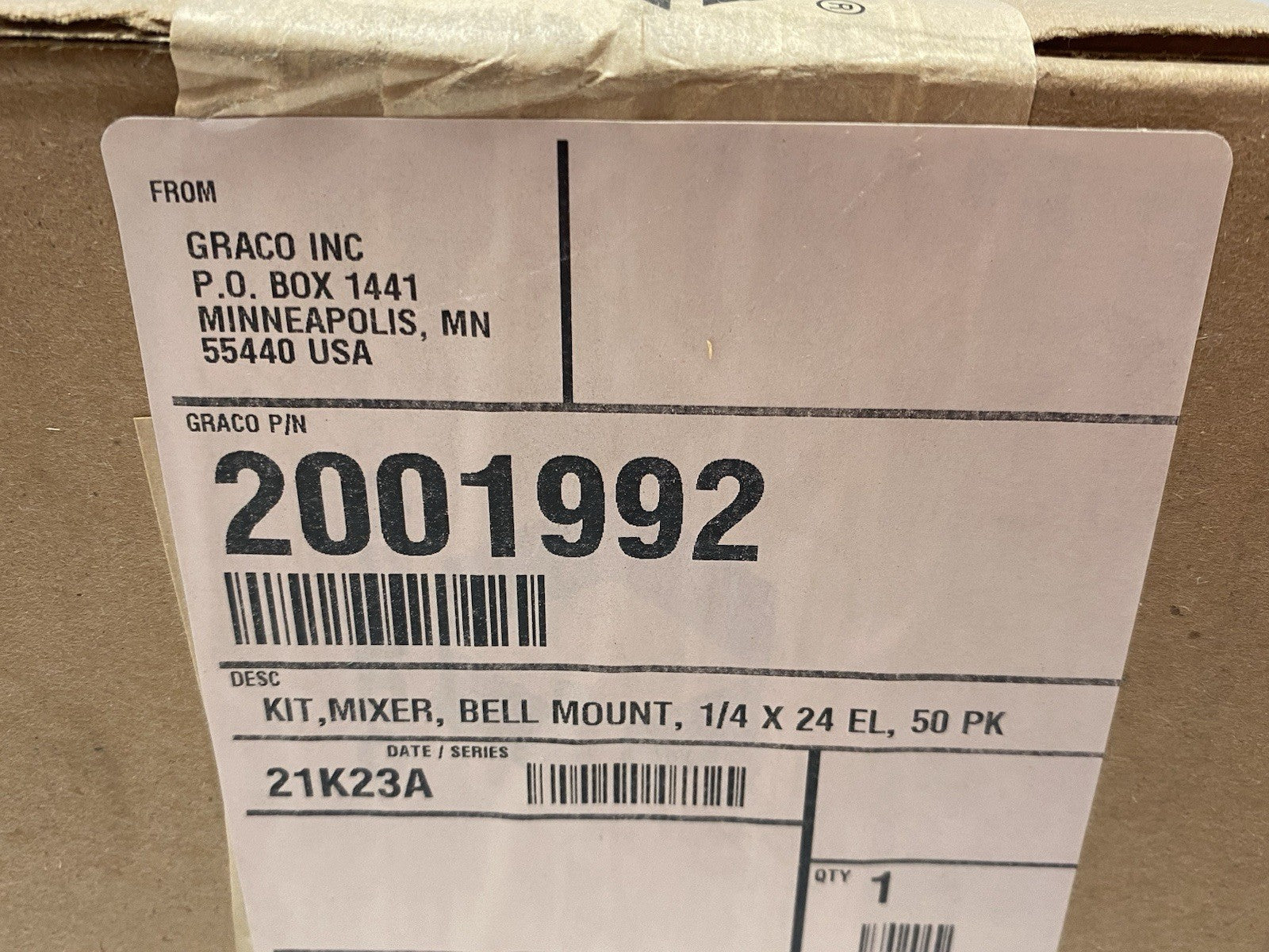 2001992 | Graco Kit, Mixer, Bell Mount, 1/4 X 24 El, 50 Pk UPC: 76994677257 - New - Maverick Industrial Sales