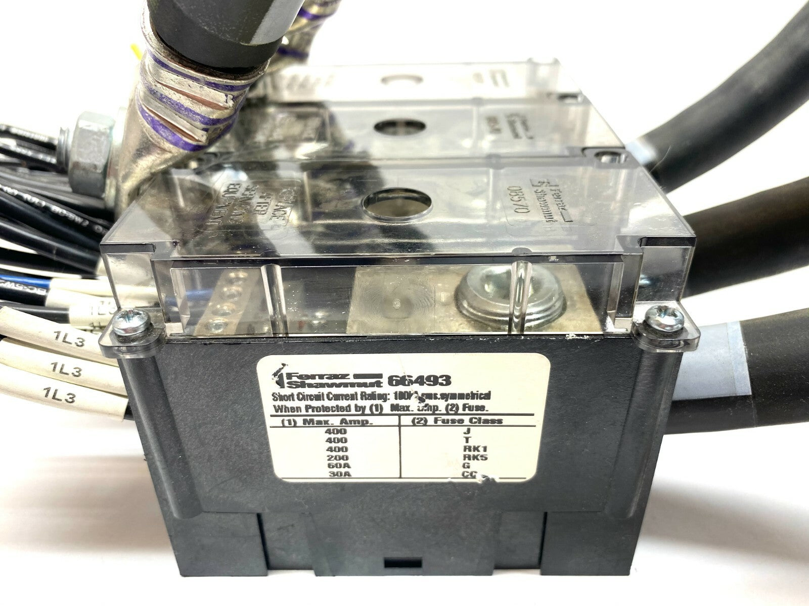 66493 | Ferraz Shawmut Distribution Block 3-Pole 600V w/ Cables - Used - Maverick Industrial Sales