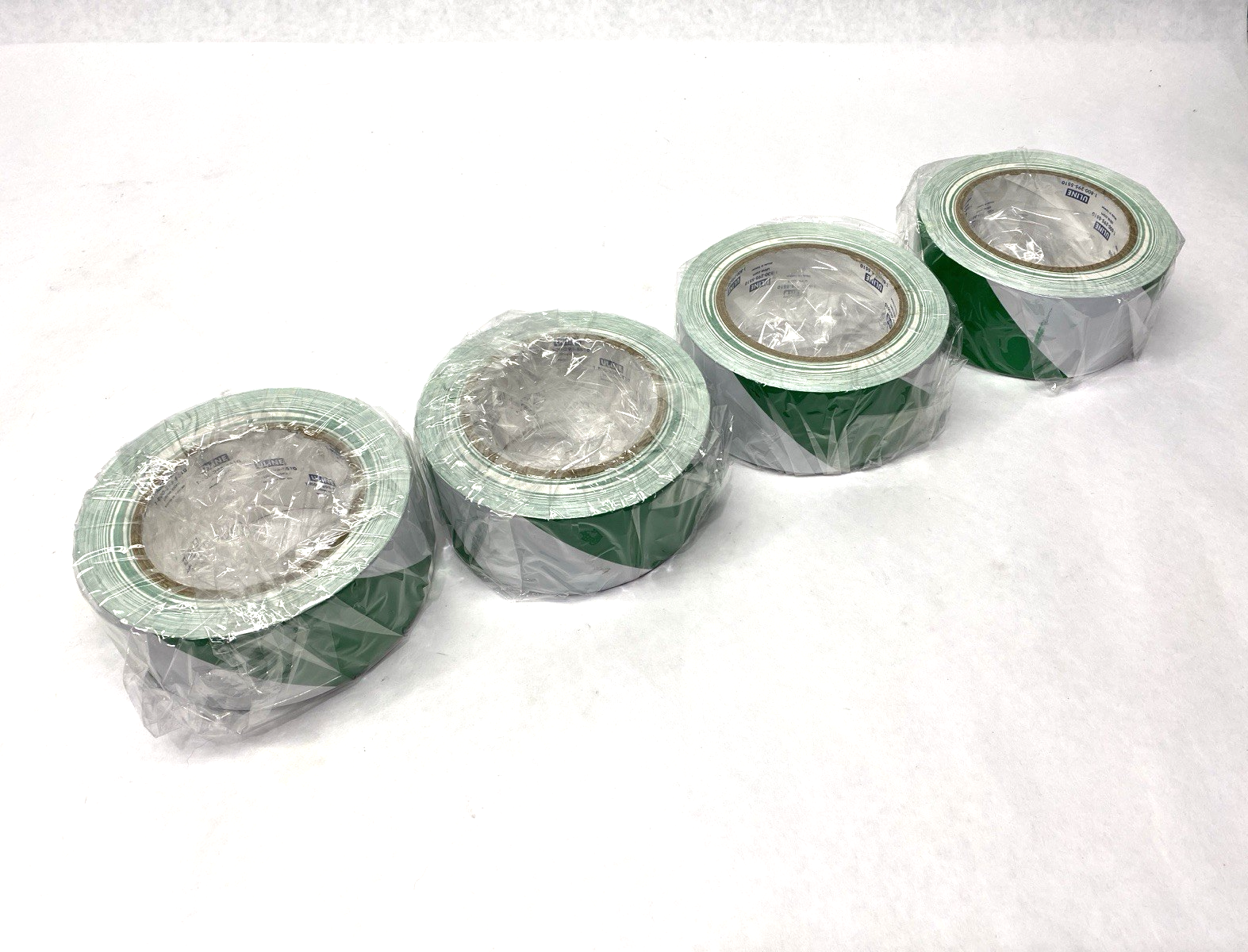 S-16877 | Uline Industrial Vinyl Safety Tape Green/White 2" x 36 yds LOT OF 4 - New - Maverick Industrial Sales