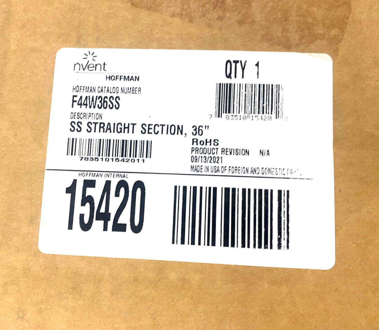 Hoffman F44W36SS Feed-Through Wireway Strait Section Stainless Steel 4"x4"x36" - Maverick Industrial Sales