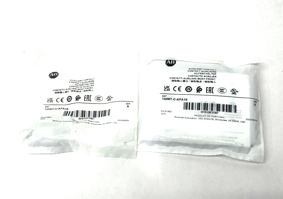 Allen Bradley 140MT-C-AFA10 Ser. A Auxiliary Contact Block Front Mount LOT OF 2 - Maverick Industrial Sales
