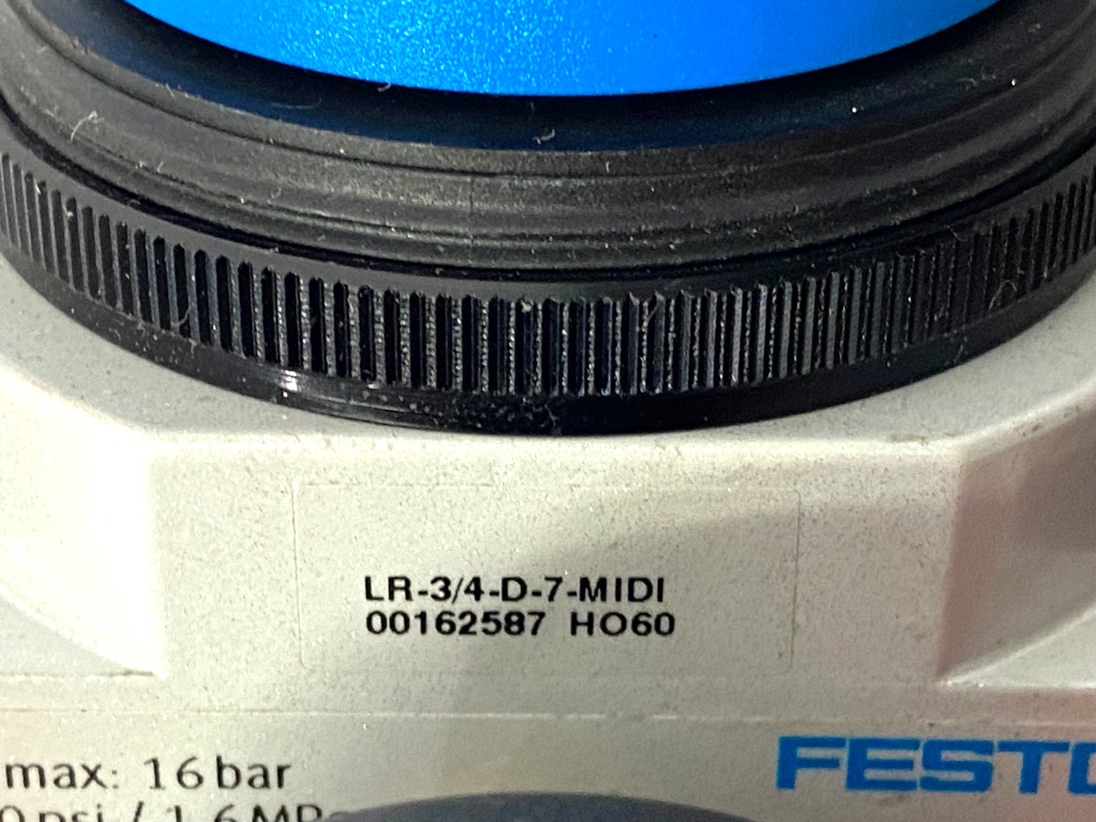 Festo LR-3/4-D-7-MIDI Pneumatic Pressure Regulator 162587 w/ Numatics Gauge - Maverick Industrial Sales