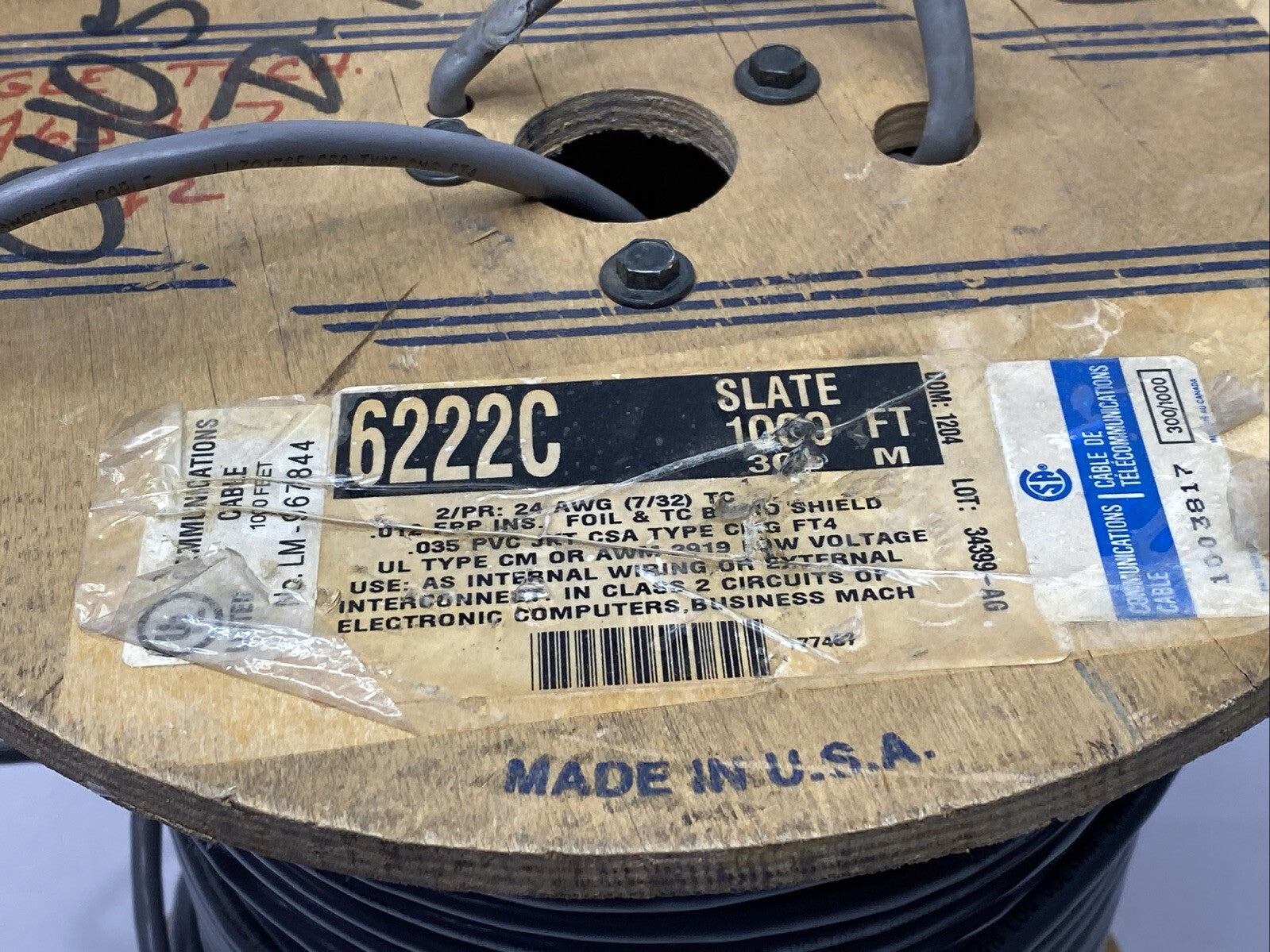 Alpha Wire 6222C Communication And Control Cable 2/PR 24AWG PVC Gray 650FT Spool - Maverick Industrial Sales