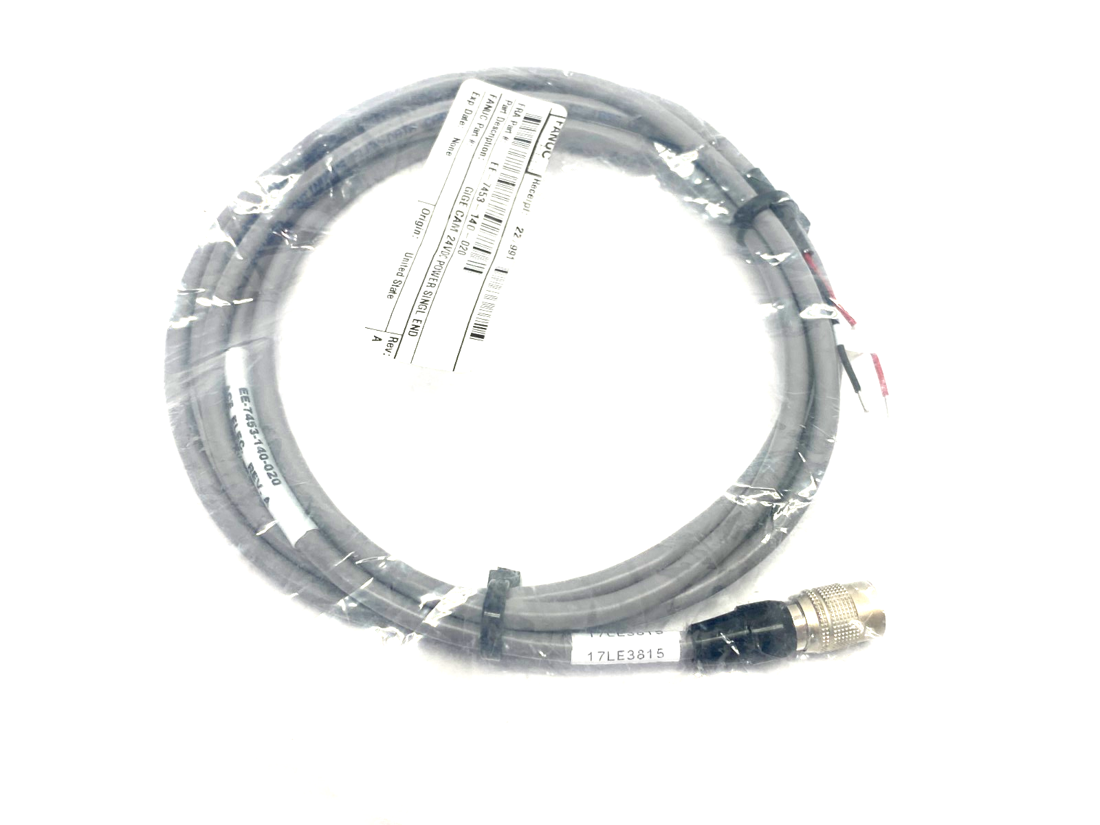EE-7453-140-020 | Fanuc GigE Camera Power Cable Single End 24VDC - New – Open Box - Maverick Industrial Sales