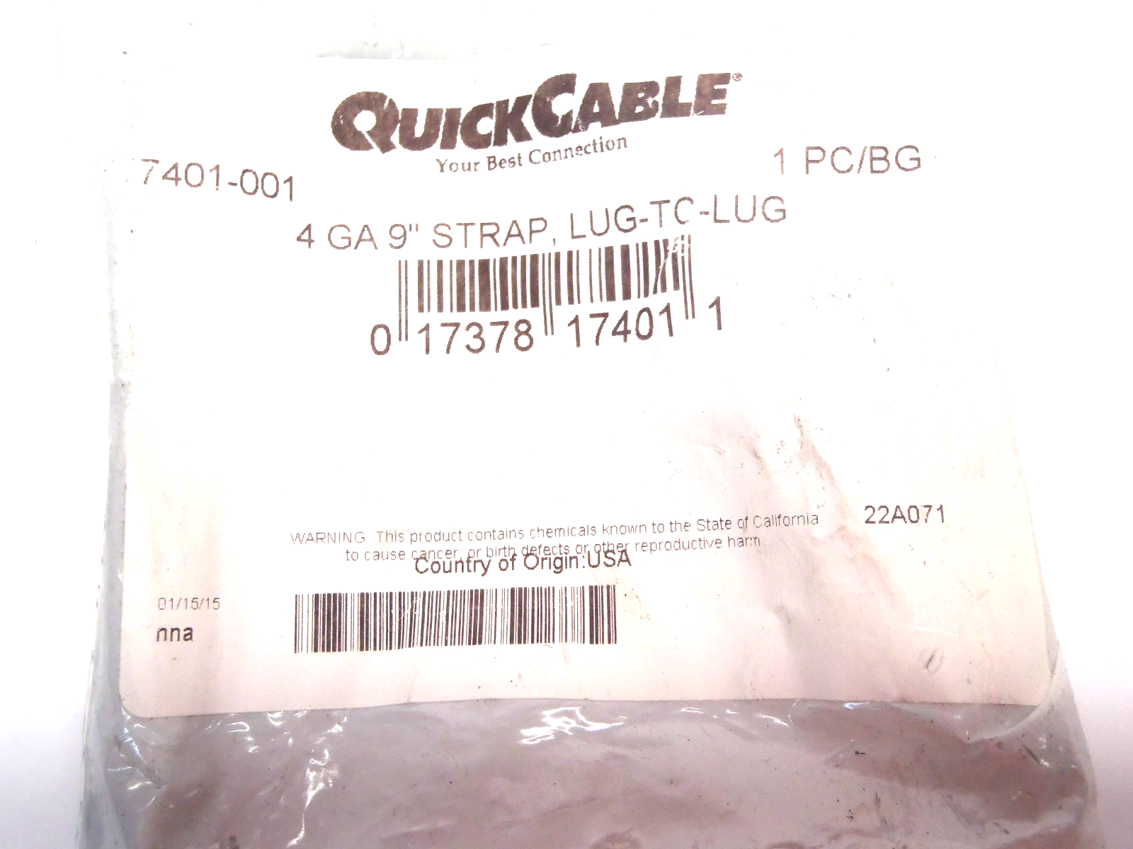 7401-001 | QuickCable Braided Ground Strap 3/8" Hole, 4 Gauge, 9” Lug-To-Lug - New - Maverick Industrial Sales