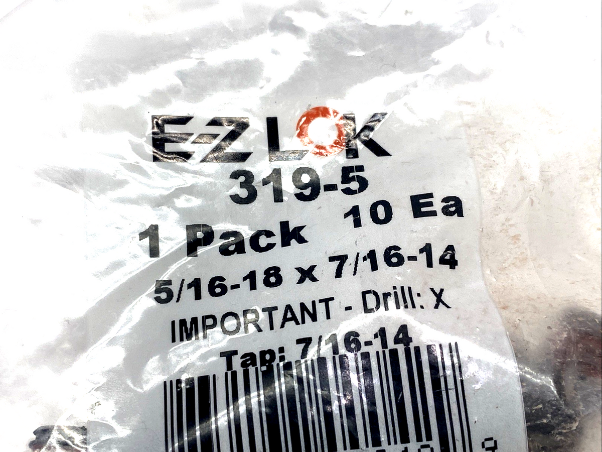 319-5 | E-Z LOK Threaded Insert, Carbon Steel, 5/16-18 x 7/16-14 LOT OF 30 - New - Maverick Industrial Sales