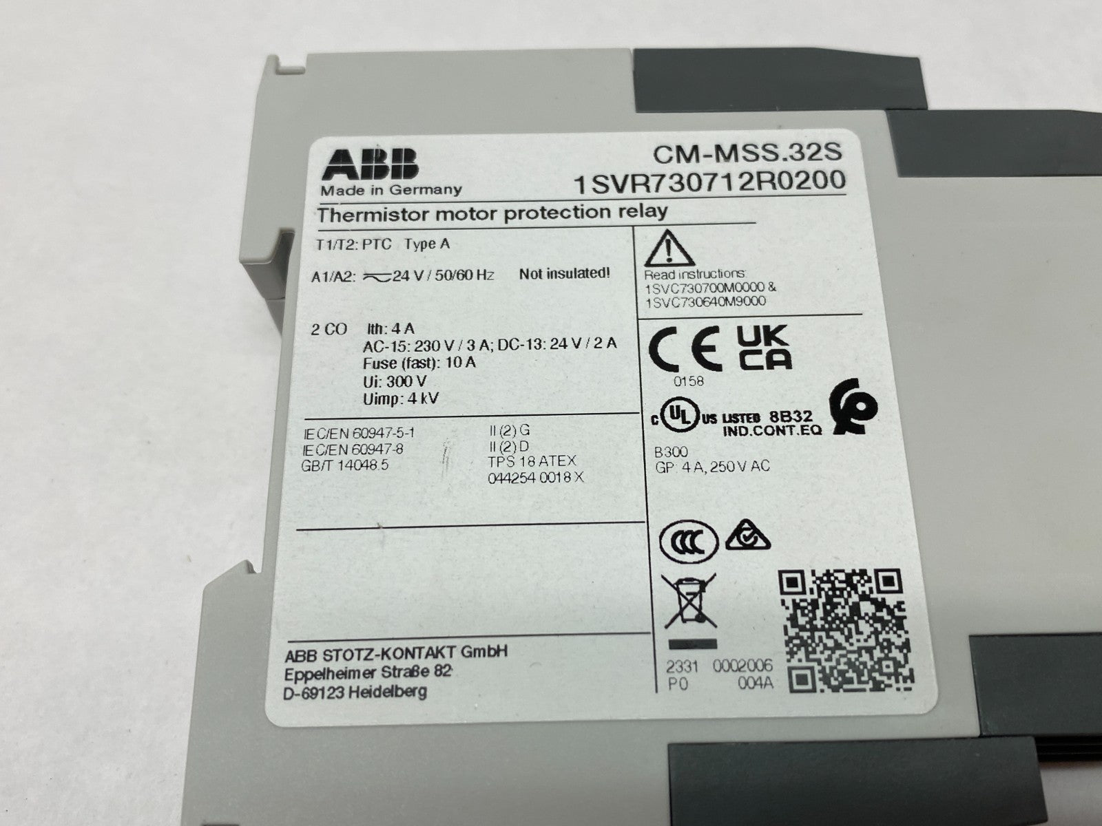 1SVR730712R0200 | ABB Thermistor Motor Protection Relay CM-MSS.32S - New – Open box - Maverick Industrial Sales