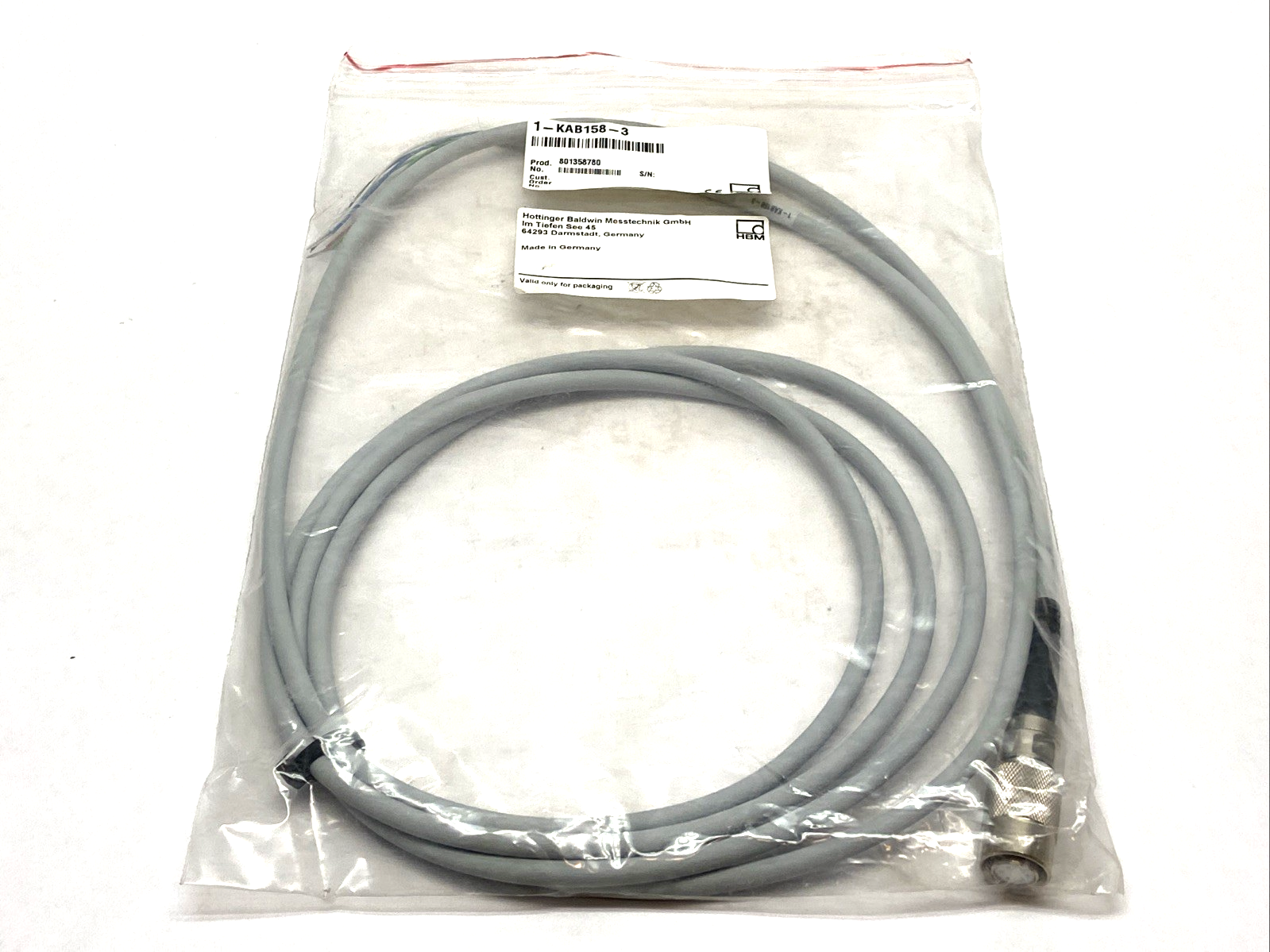 Hottinger Bruel 1-KAB158-3 Connection Cable for Force Transducer - Maverick Industrial Sales