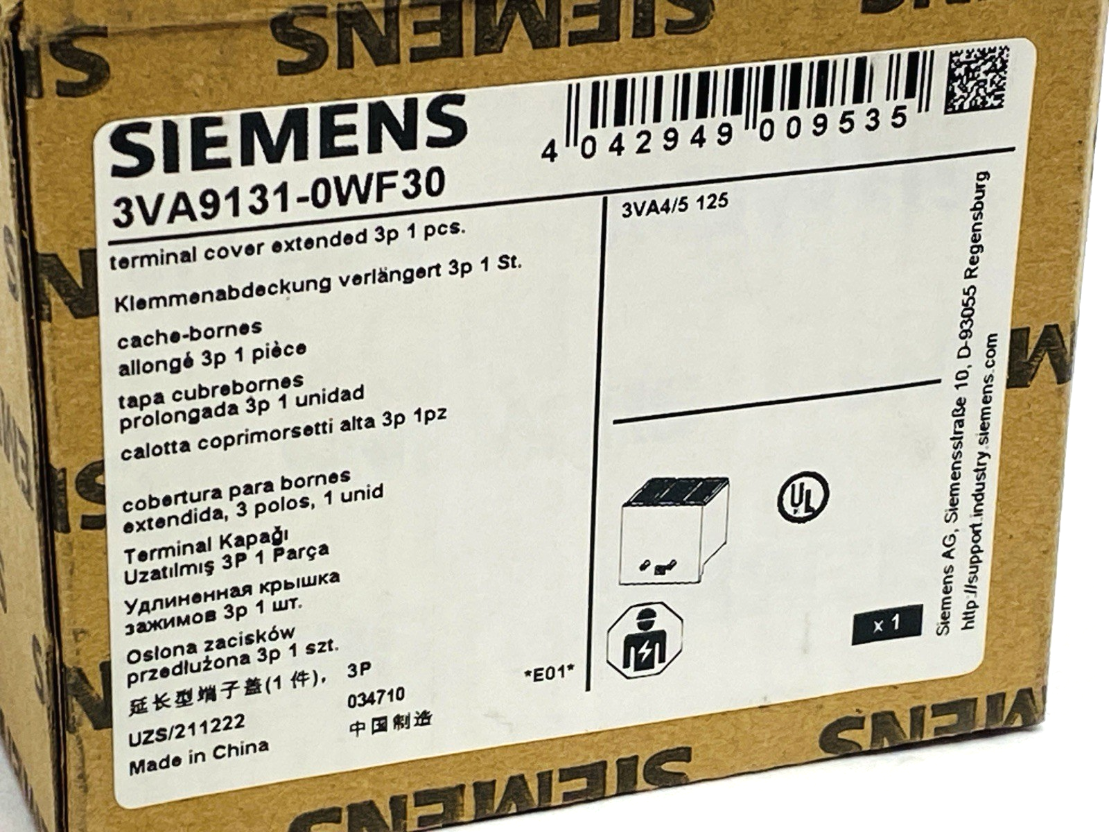 3VA9131-0WF30 | Siemens Terminal Cover Extended 3-Pole - New – Open box - Maverick Industrial Sales
