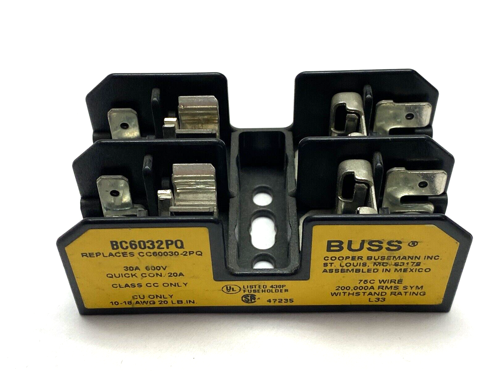 Cooper Bussmann BC6032PQ Fuse Holder 2-Pole 600V 30A - Maverick Industrial Sales