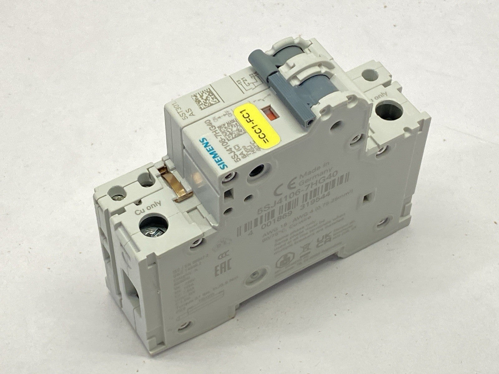 Siemens 5SJ4106-7HG40 Miniature Circuit Breaker 240V 1P 6A w/ 5ST3010 Switch - Maverick Industrial Sales