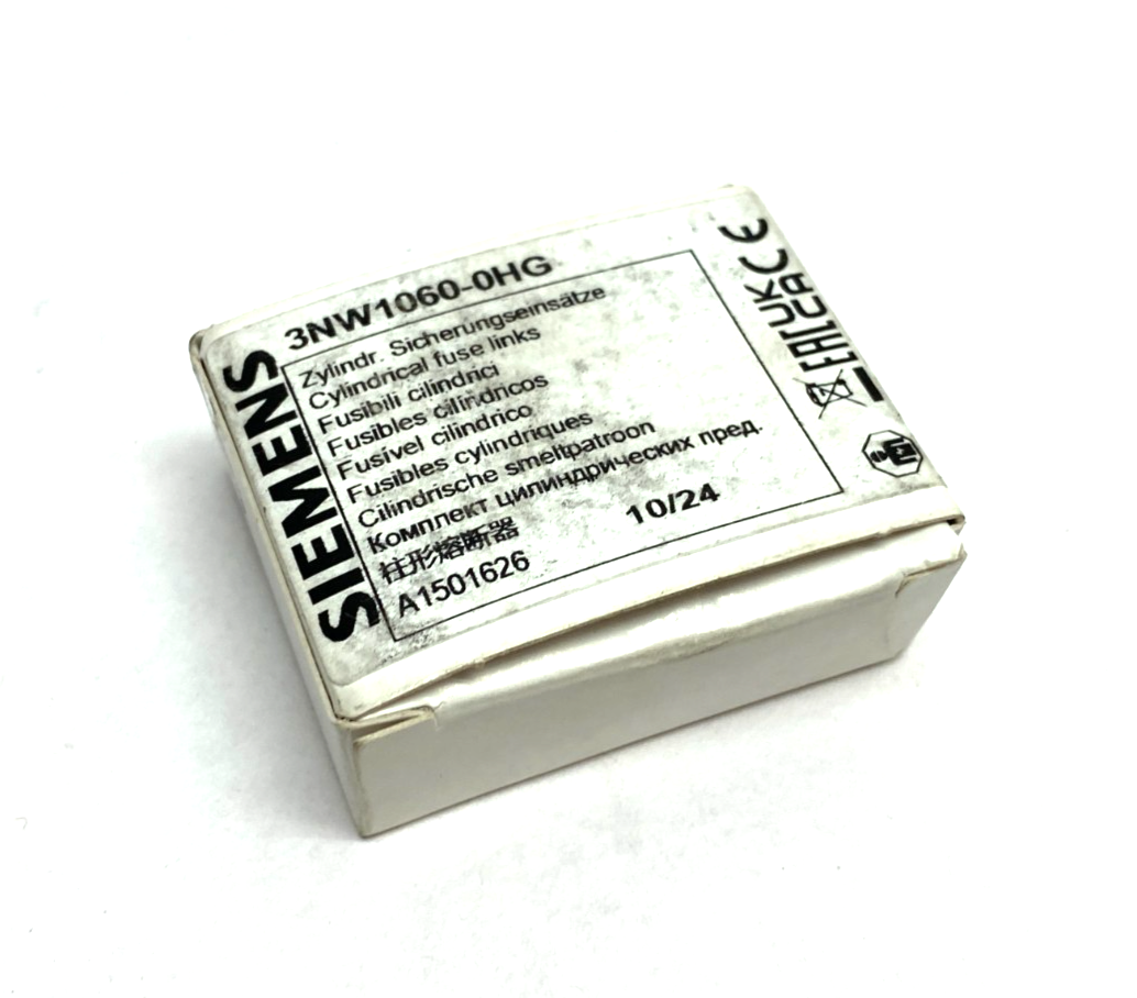 Siemens 3NW1060-0HG SENTRON Cylindrical Fuse, Slow-Blow, 6A, BOX OF 6 - Maverick Industrial Sales