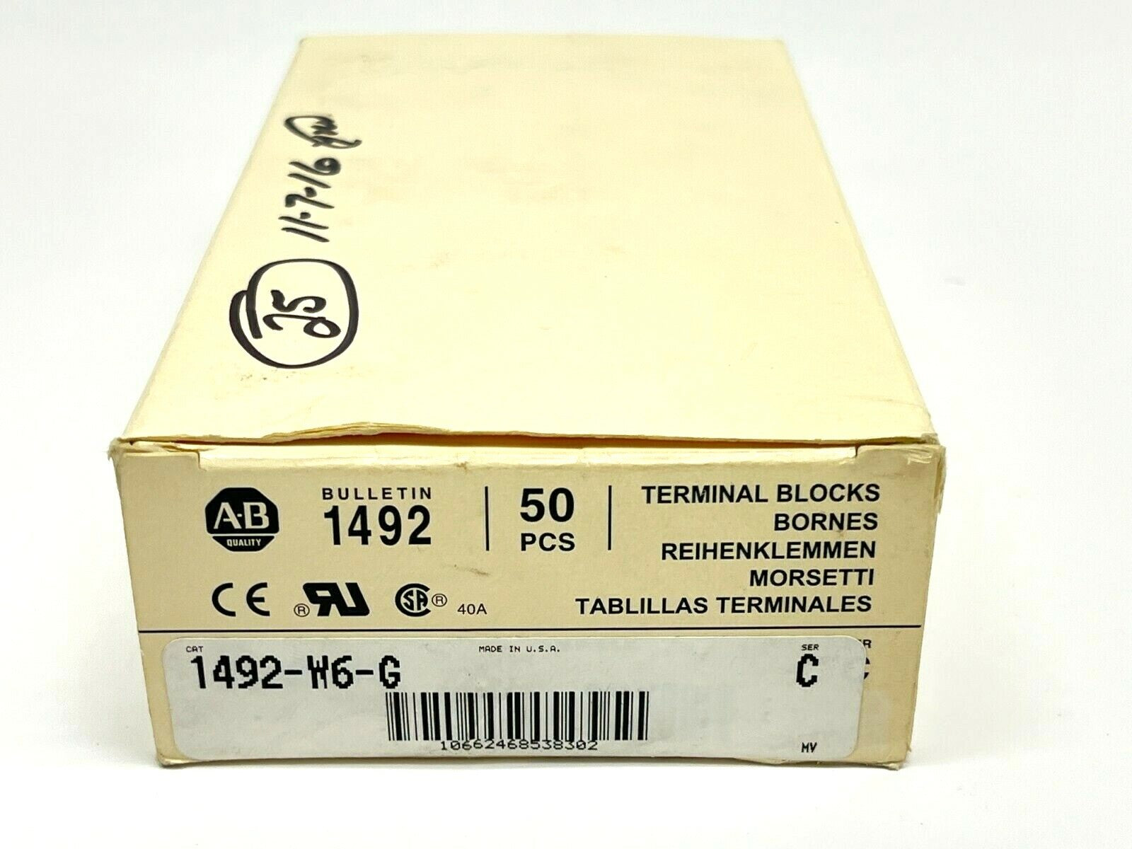 Allen Bradley 1492-W6-G Ser C Terminal Blocks Green BOX OF 50 - Maverick Industrial Sales