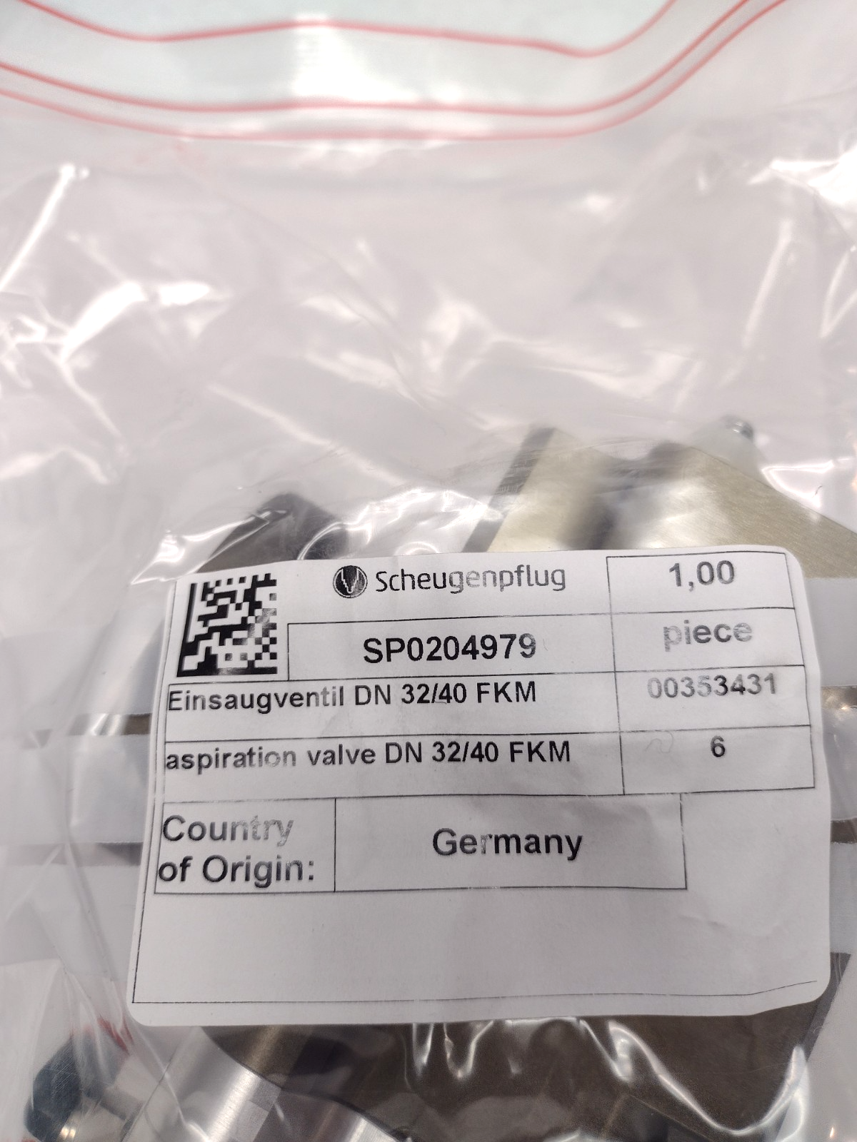 Scheugenpflug SP020479 Aspiration Valve DN 32/40 FKM - Maverick Industrial Sales