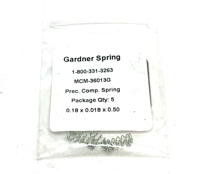 Gardner Spring MCM-36013G Precision Compression Spring 0.18x0.018x0.50 PKG OF 5 - Maverick Industrial Sales