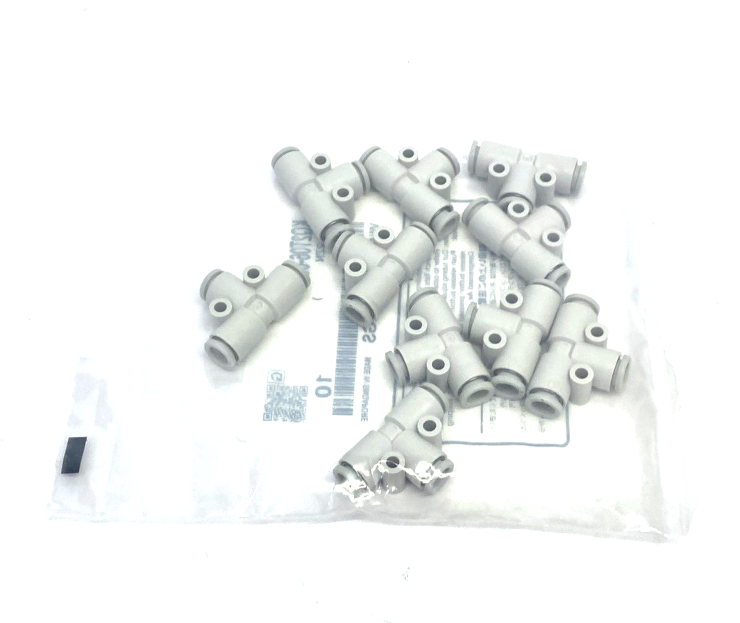| SMC KQ2T06-00A Pneumatic One-Touch Union Tee Fitting, 6mm Tube OD, 10-PACK - New - Maverick Industrial Sales