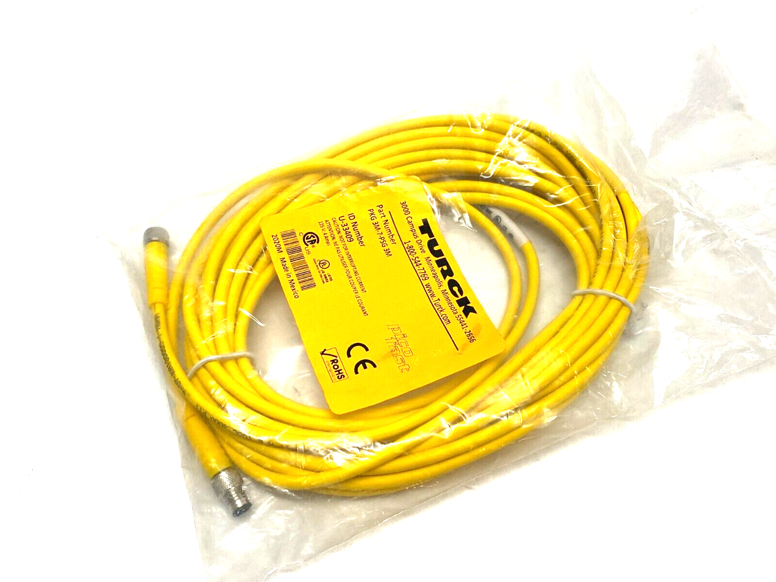 Turck PKG 3M-7-PSG 3M Picofast Double Ended Cordset M8 3-Pin F to M, U-33409 - Maverick Industrial Sales