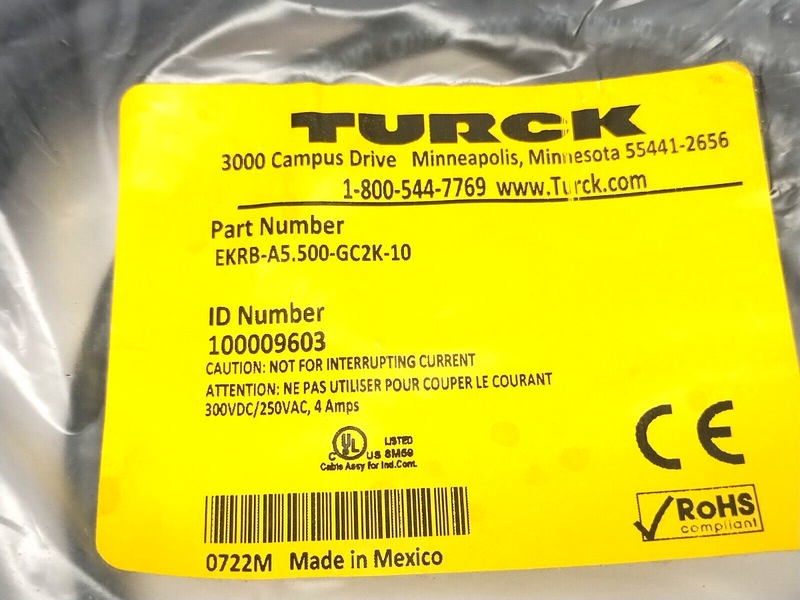 Turck EKRB-A5.500-GC2K-10 Cordset M12 Female 5-Pin To Leads 100009603 - Maverick Industrial Sales