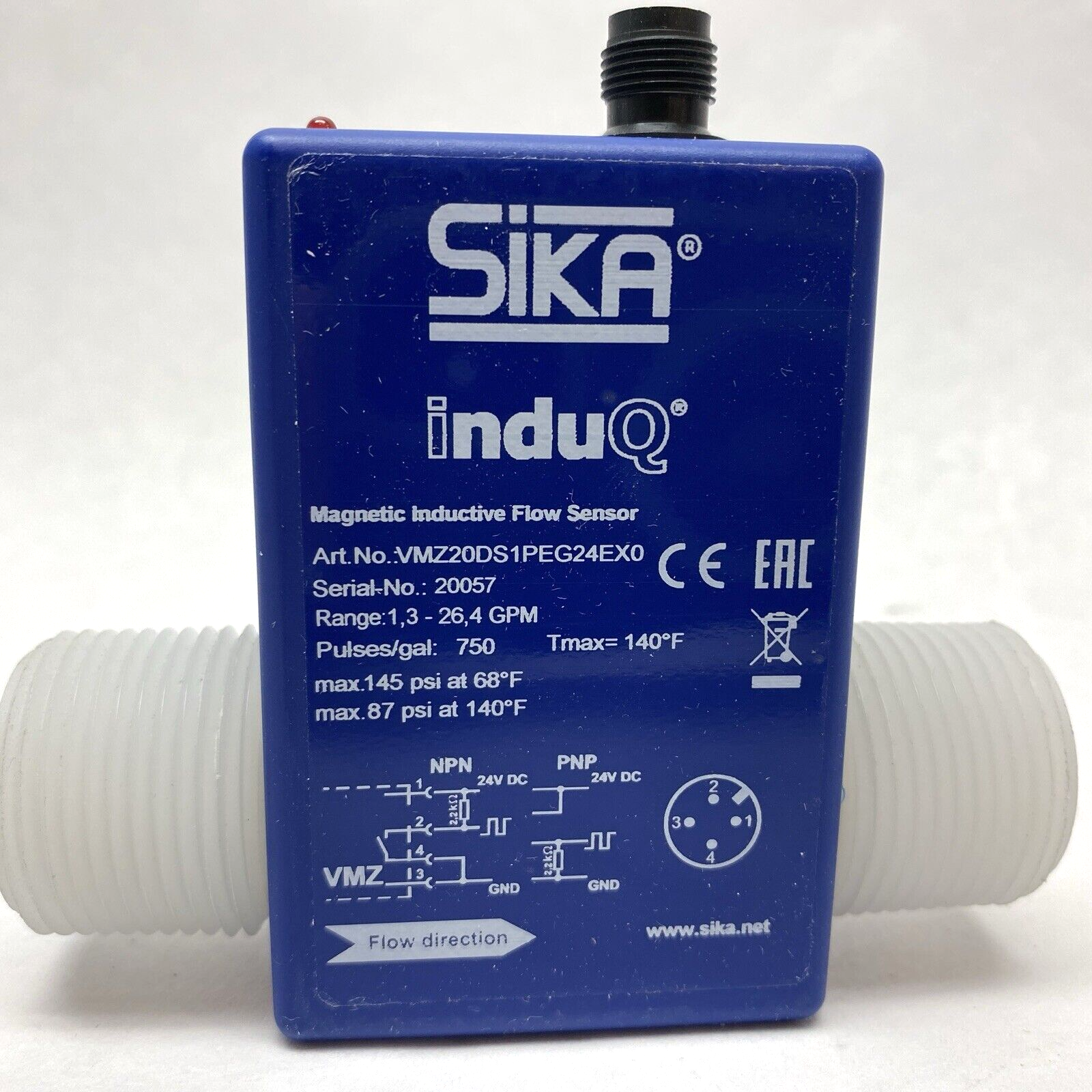 SiKA VMZ20DS1PEG24EX0 induQ Magnetic Inductive Flow Sensor 1" NPT 1.3-26.4 GPM - Maverick Industrial Sales