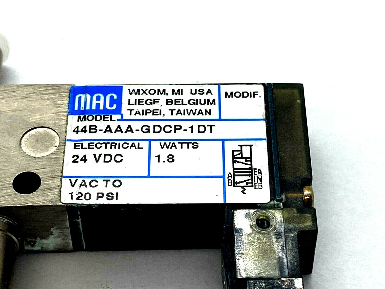 Mac Valves 44B-AAA-GDCP-1DT Solenoid Valve 24V 1.8W - Maverick Industrial Sales