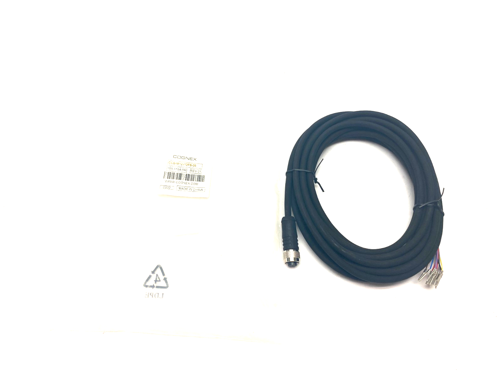 Cognex CCB-M12x12FS-05 Single Ended Breakout Cable 5m 185-1194-5R - Maverick Industrial Sales