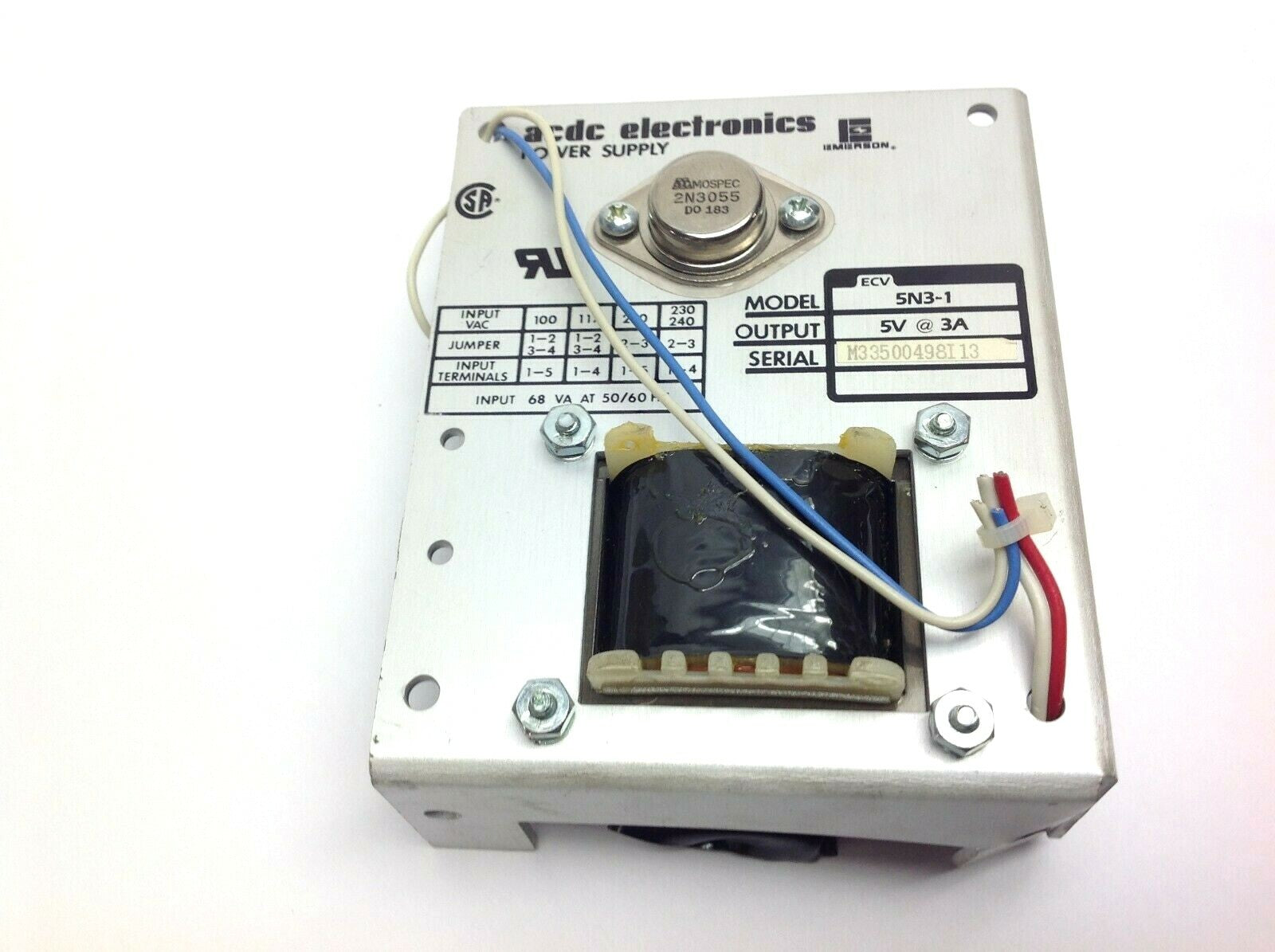ACDC Electronics Emerson ECV 5N3-1 5V/3A Power Supply - Maverick Industrial Sales