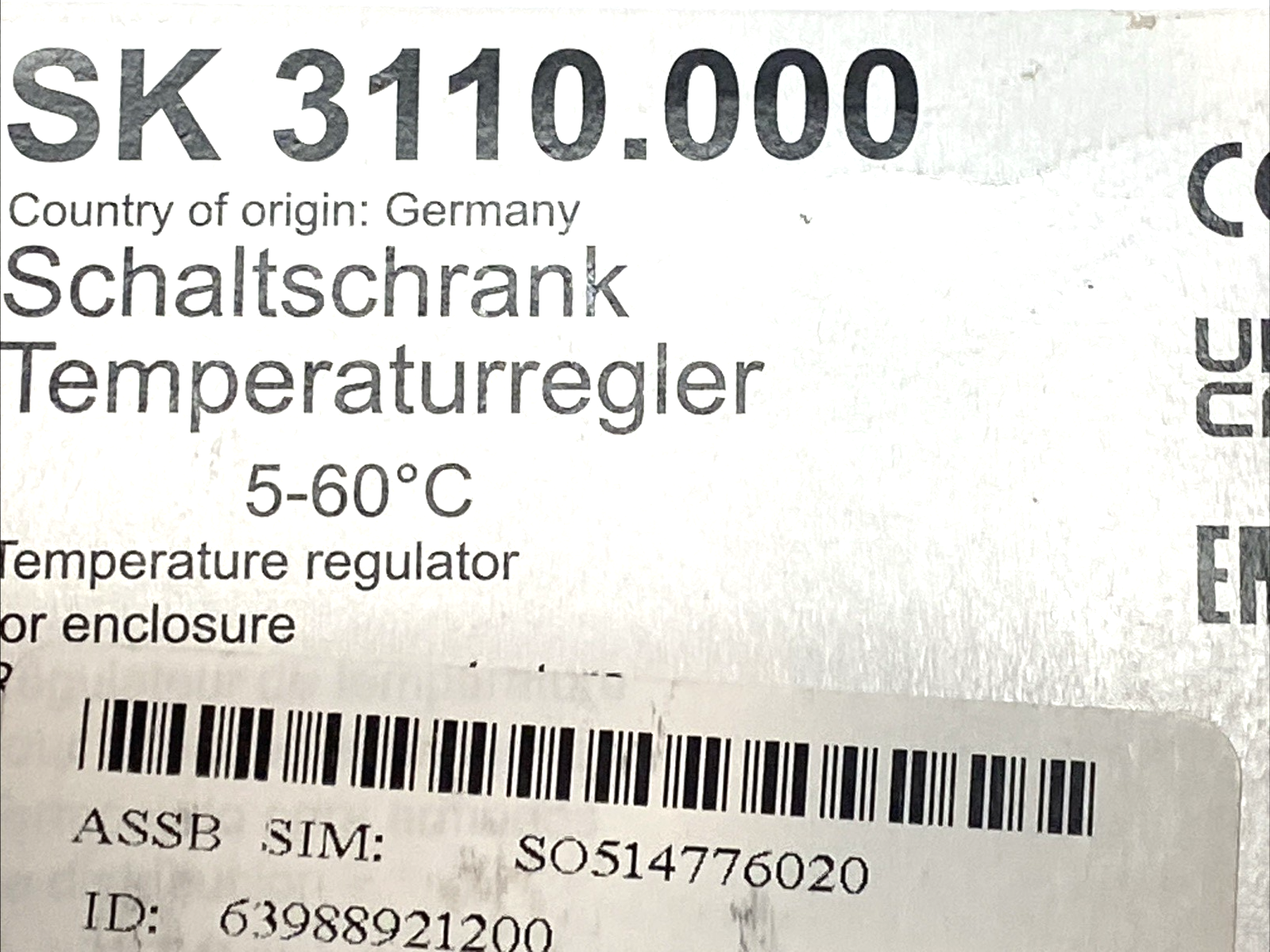 Rittal 3110.000 Internal Enclosure Thermostat 5–60°C 24–230V AC/DC - Maverick Industrial Sales