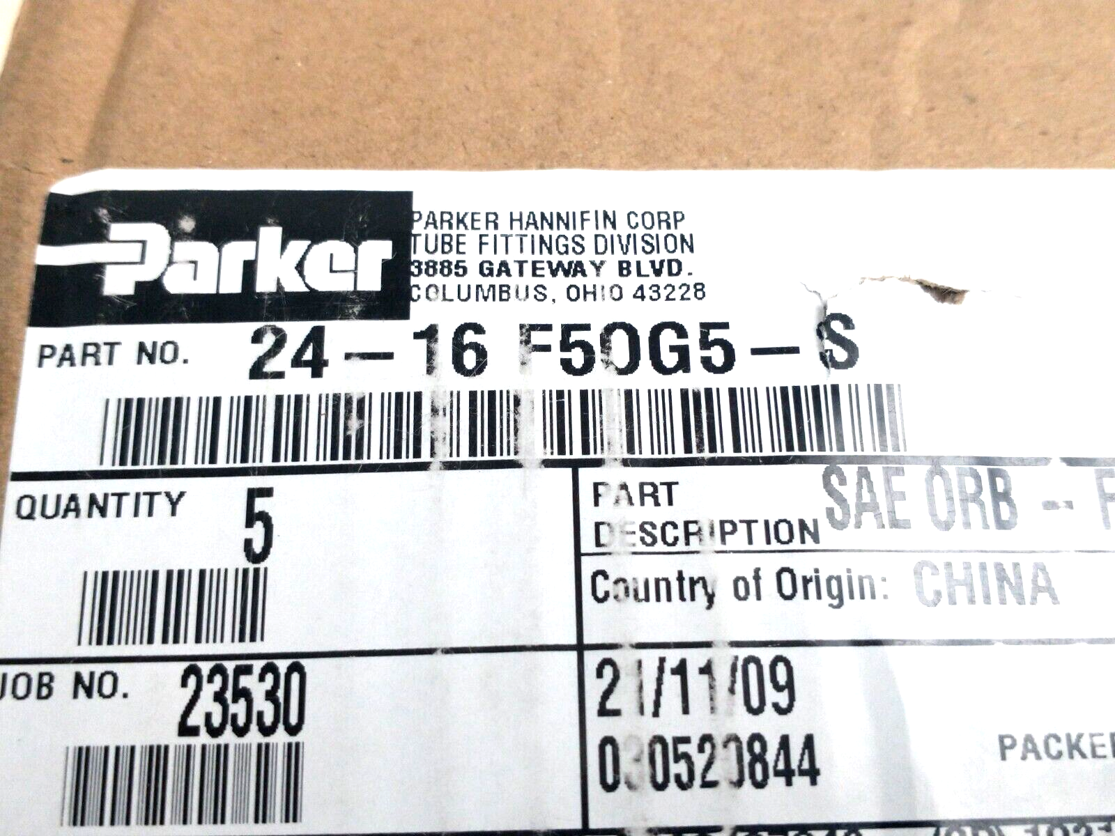Parker 24-16 F50G5-S Pipe & Port Reducer, Expander 1-7/8"-12, 1-5/16"-12, 5 PACK - Maverick Industrial Sales